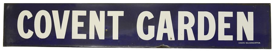 An early 20th century London Underground enamel station nameplate for Covent Garden,c.1900-1910,