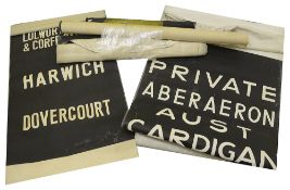 A bundle of linen and other destination blinds dating from 1970s onwards