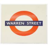 A London Underground enamel station roundel for Warren Street