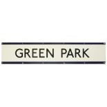 A London Underground enamel station frieze sign for Green Park