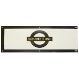 A London Underground enamel station frieze sign for 'NORTHERN LINE',black edging and roundel on