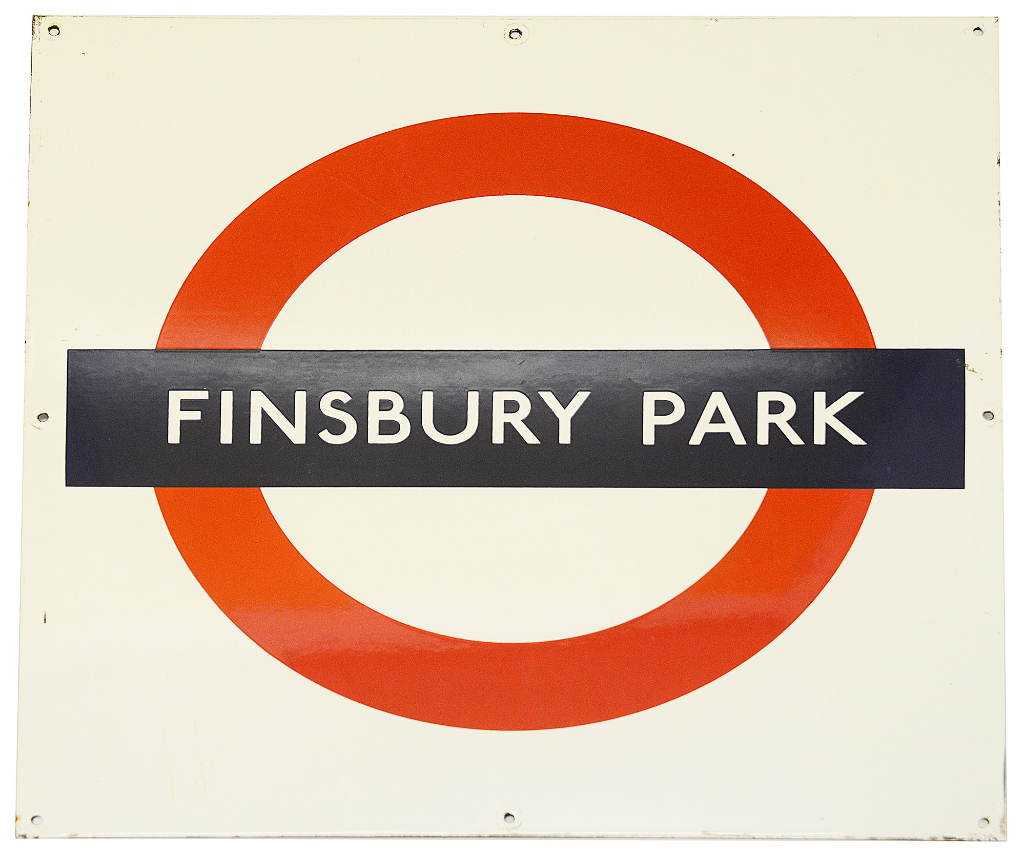 A London Underground enamel station roundel for Finsbury Park