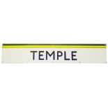 A London Underground enamel station frieze sign for Temple