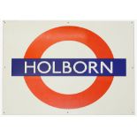 A London Underground enamel station roundel for Holborn
