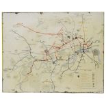 An early and rare London Underground and Metropolitan Railway enamel map,c.1910, manufacturers