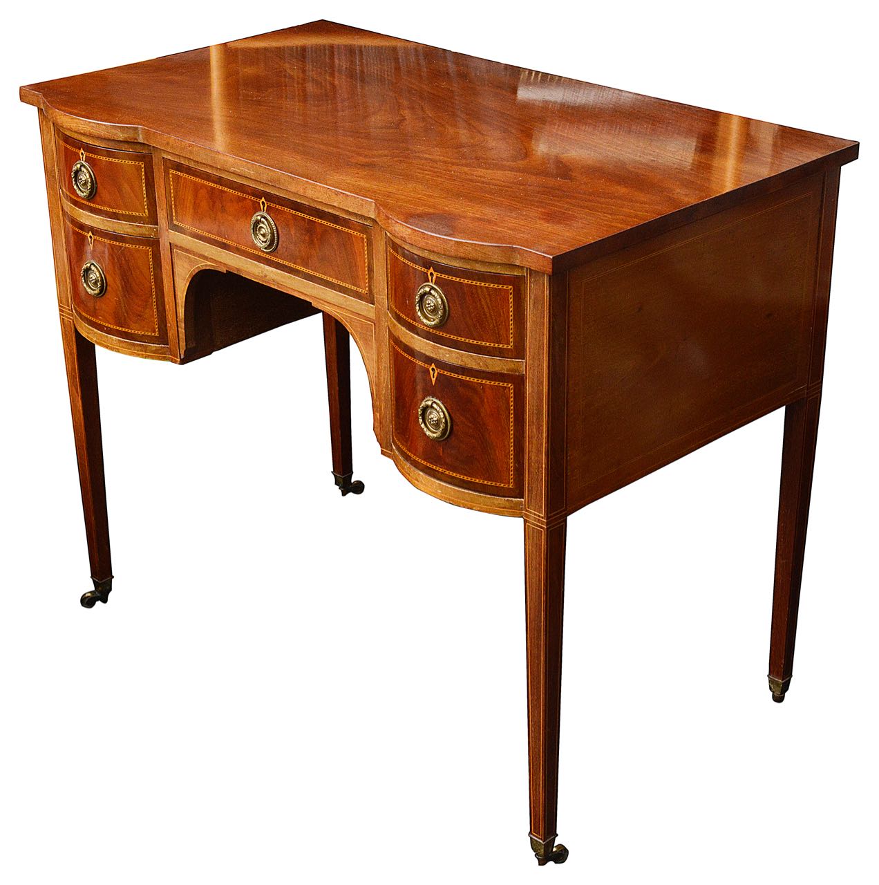 An Edwardian Sheraton style mahogany and inlaid dressing table, - Image 2 of 2