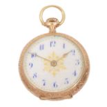 A Continental 14K gold enamel fob watch