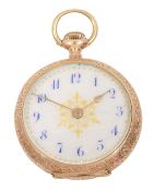 A Continental 14K gold enamel fob watch