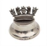 An Edwardian silver menu holder in the form of the Royal Navy Crown