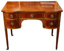 An Edwardian Sheraton style mahogany and inlaid dressing table,