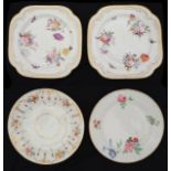 Two early 19th c. Swansea porcelain plates and a pair of square dessert plates
