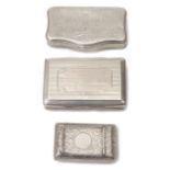 An early Victorian silver snuff box along with two others,