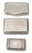 An early Victorian silver snuff box along with two others,