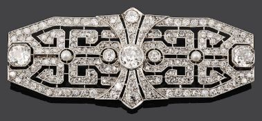 An Art Deco diamond and pearl brooch