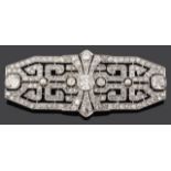 An Art Deco diamond and pearl brooch