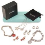 A pair of Chanel drop earring and other signed designer jewellery