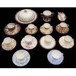 A collection of Royal Crown Derby coffee cups and saucers to include muffin dish and cover