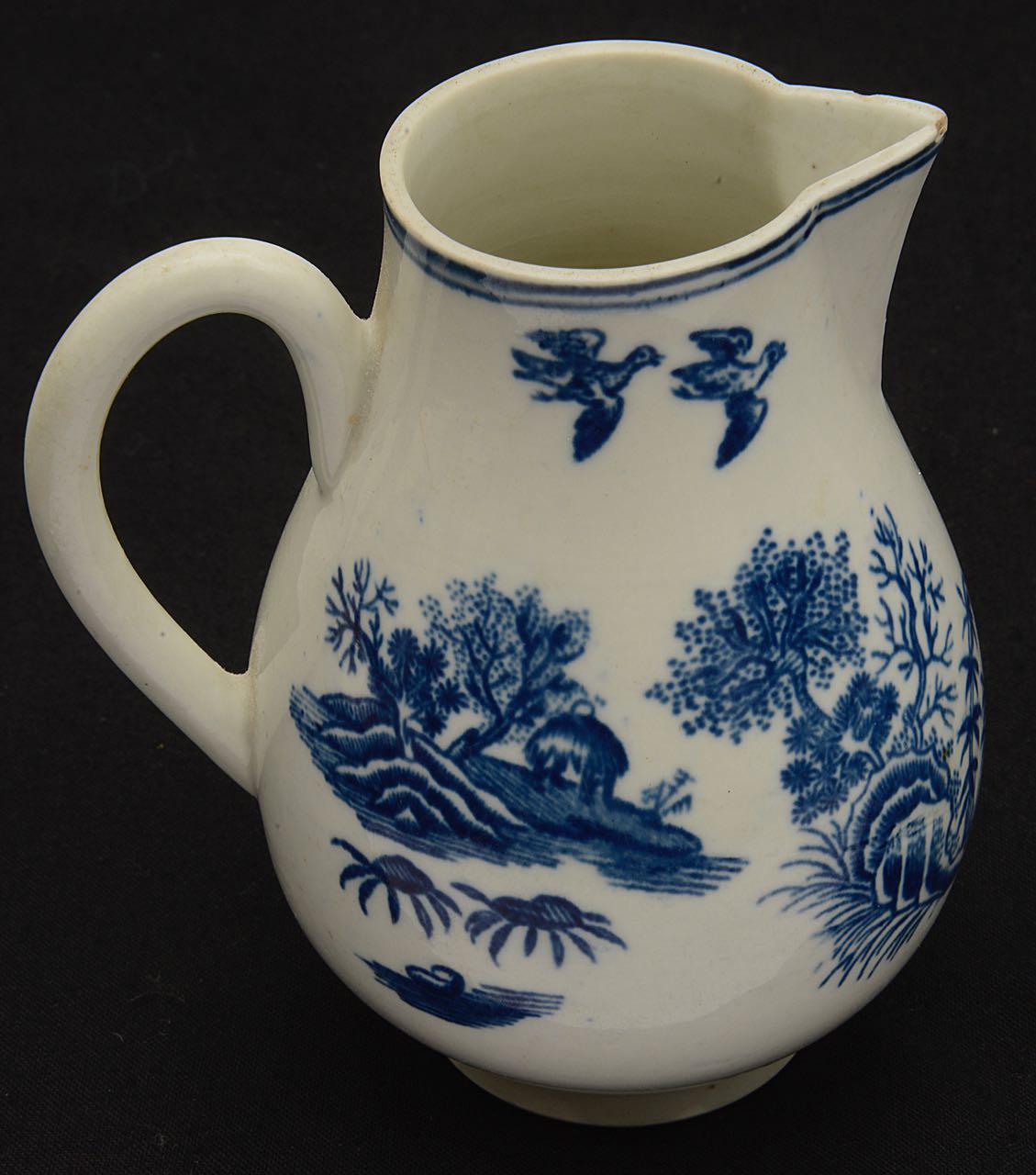 A First Period Worcester blue and white Fence pattern sparrow beak milk Jug c.1770 - Image 4 of 7