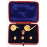 A pair of Arabic coin cufflinks and Victorian 9ct suds
