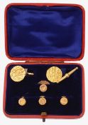 A pair of Arabic coin cufflinks and Victorian 9ct suds