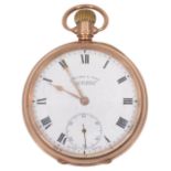 A 9ct gold open faced pocket watch by J. Hilser & Sons