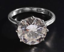 A single stone diamond ring, the brilliant-cut diamond stated to weigh 4.28 cts