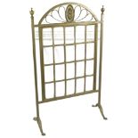 An Edwardian Neoclassical Adam style brass and leaded glass firescreen