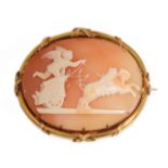 A 19th century shell cameo brooch depicting Cupid