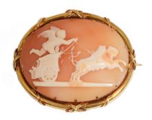 A 19th century shell cameo brooch depicting Cupid