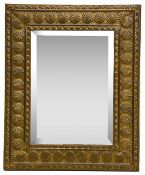 An early 20th century brass framed wall mirror,