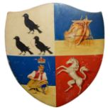 Deptford coat of arms painted armorial wooden wall plaque