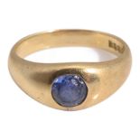 A sapphire and 18ct yellow gold ring