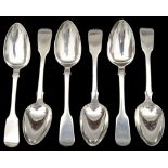 A set of six George IV fiddle pattern dessert spoons