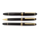 A Mont Blanc Meisterstuck fountain pen, ballpoint pen and propelling pencil,