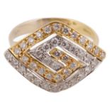 A contemporary yellow and white gold and diamond dress ring