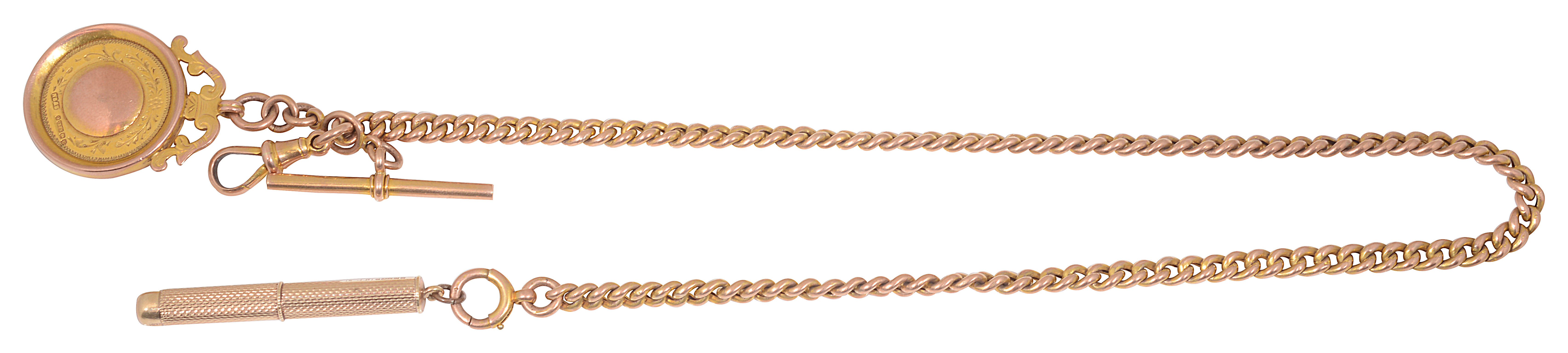 A 9ct gold curb link Albert chain