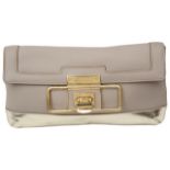 An Anya Hindmarch leather taupe and gold evening clutch bag