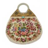 A Chinese export jade bangle petit point hand bag
