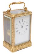 Mid 19th c. Fr. engraved gilt brass case carriage clock by Auguste, Paris c.1845