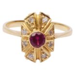A Continental ruby and diamond set dress ring