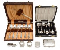 A collection of silver and silver plated items,