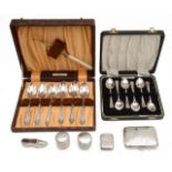 A collection of silver and silver plated items,