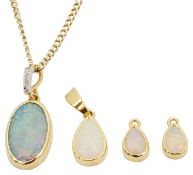 A contemporary opal and diamond pendant