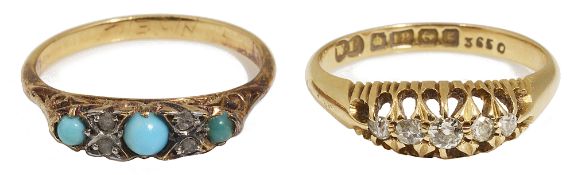 Two Edwardian diamond set gypsy rings