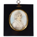 British School, late 18th century, portrait miniature of a lady c.1800