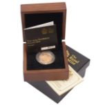 An Elizabeth II gold proof full sovereign