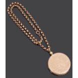 A Victorian 18ct gold engraved converted locket on chain