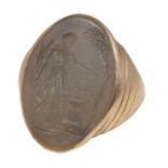 A late 18th century carved hardstone intaglio Gentleman's signet ring