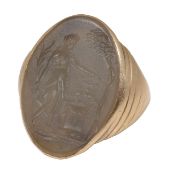 A late 18th century carved hardstone intaglio Gentleman's signet ring