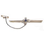 An Edwardian sapphire and diamond bar brooch